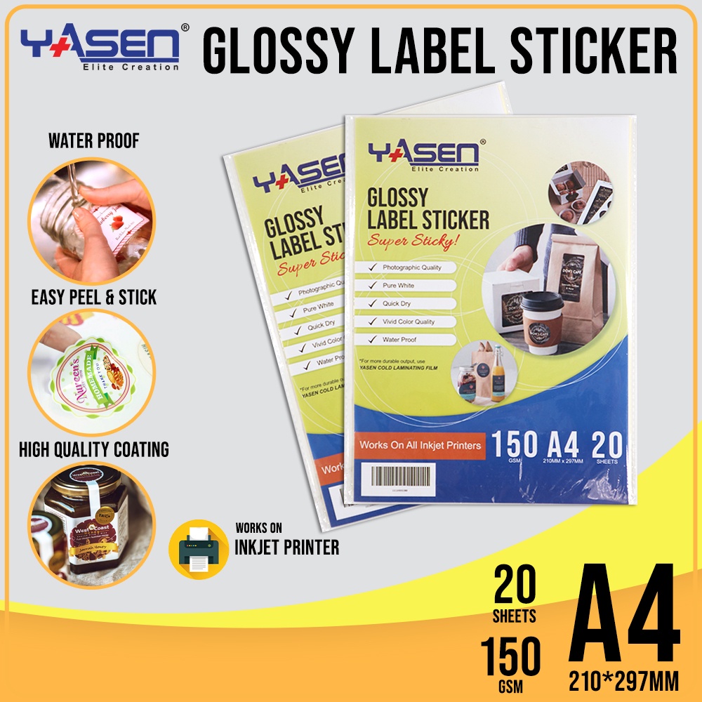 Yasen Glossy Label Sticker 150 GSM A4 | Shopee Philippines