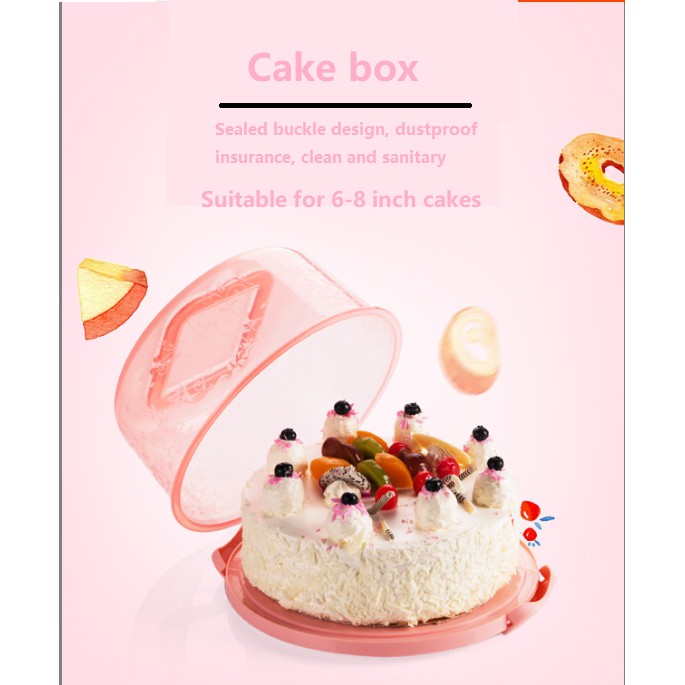 Cake storage box portable round birthday cake dessert fruit storage box