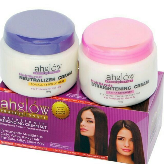 ahglow hair straightening cream and neutralizer