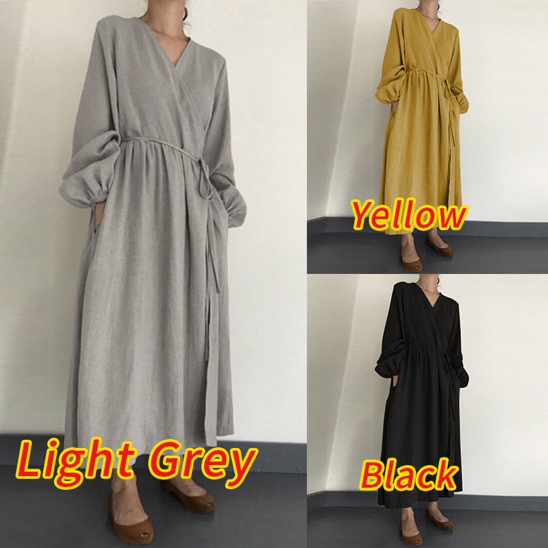 long sleeve grey maxi dress