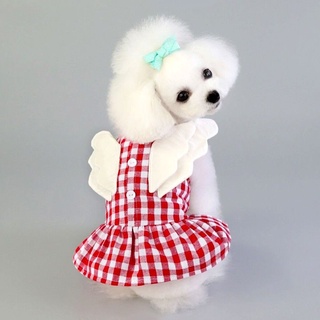 Small Wing Checked Skirt Summer Thin Teddy Pet Dog Pomeranian Poodle Schnauzer Bichon Clothes Dogs #3