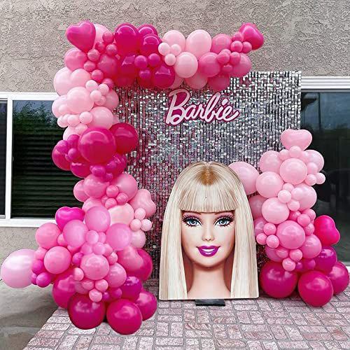 Pink Balloon Barbie Theme Wreath Balloon Set Rose Red Balloon Heart ...