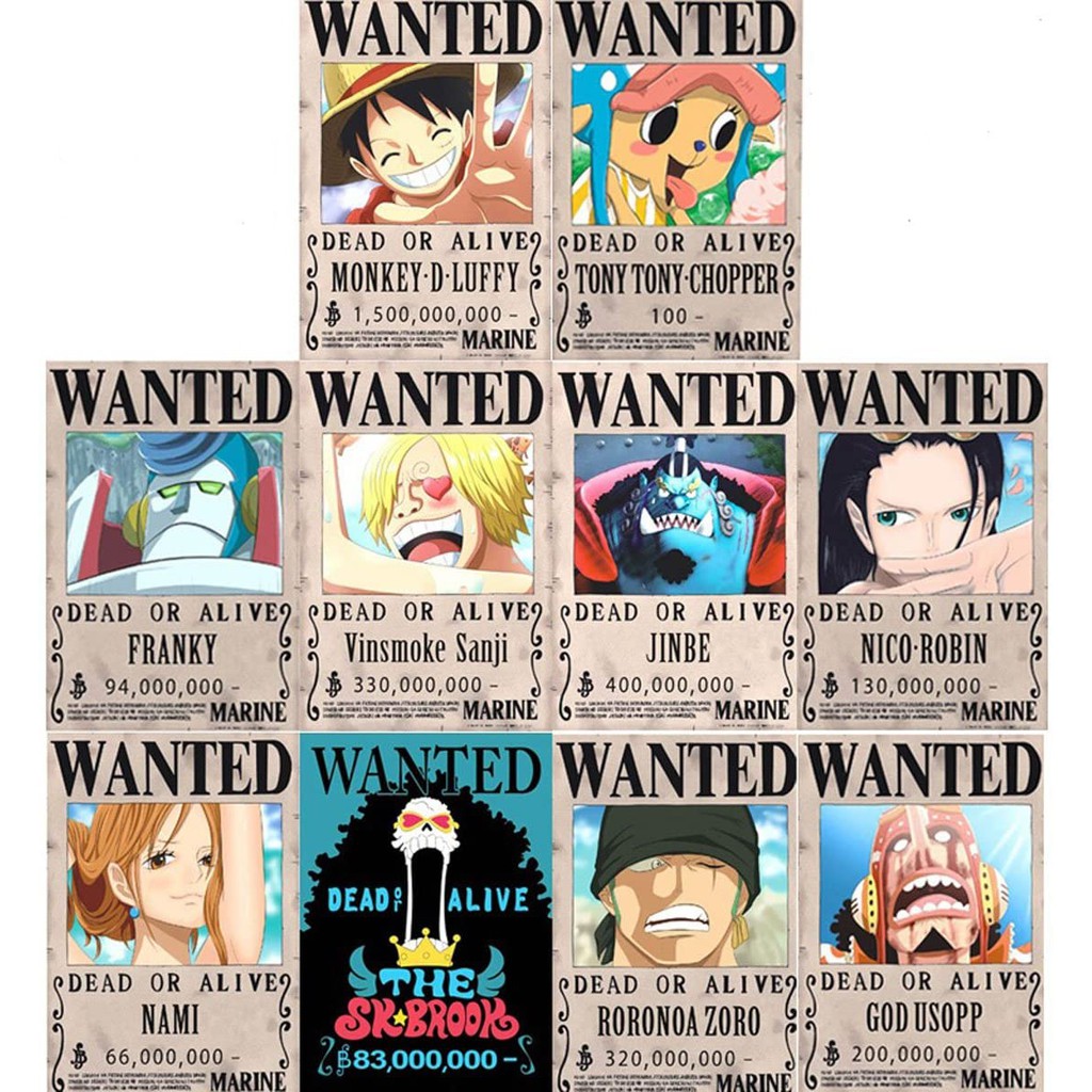 One Piece Wanted Poster 10 Pcs Strawhat Pirates Shopee Philippines