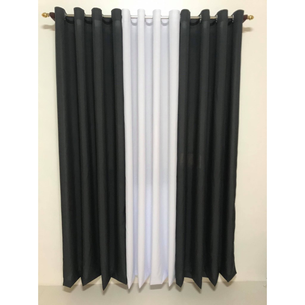 3 In 1 Set Grommet Curtains With 24 Rings Dark Gray White Shopee Philippines 3 In 1 Set Grommet Curtains With 24 Rings Dark Gray White Shopee Philippines