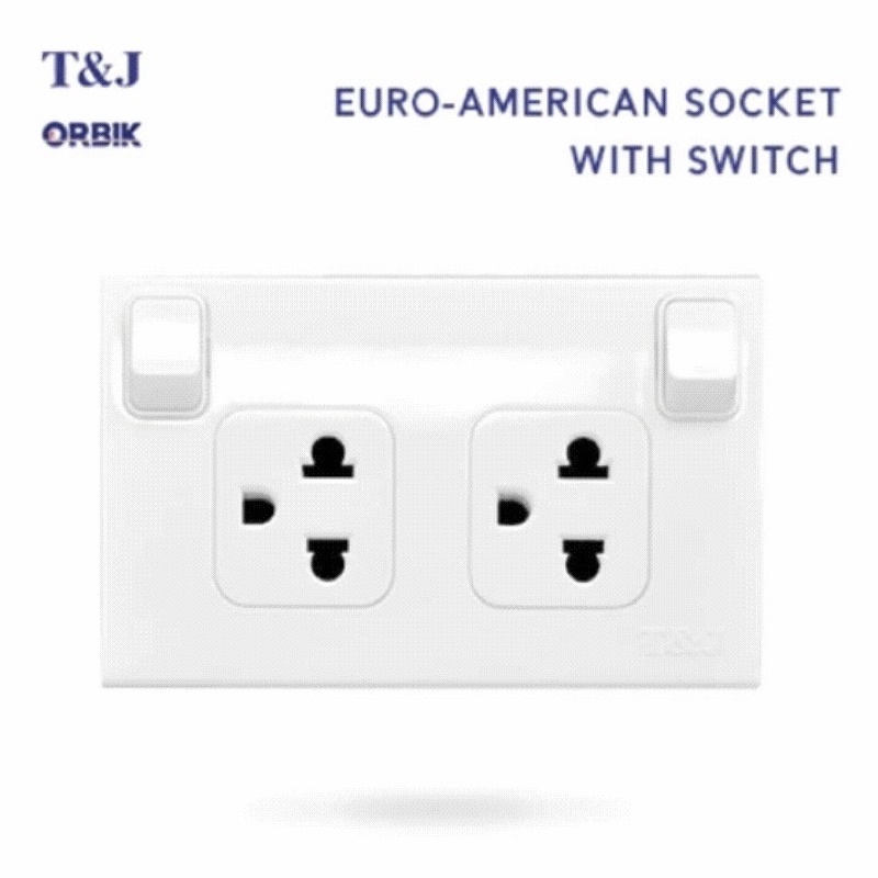 T&J t& j duplex outlet with ground and safety switch set Shopee