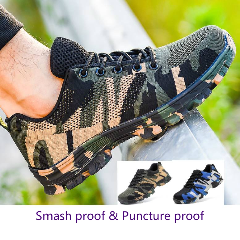 blue camo steel toe shoes