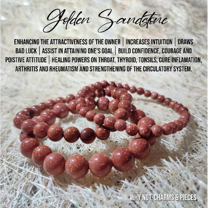 Gold Sandstone Bracelet Natural Stone, Healing Crystals, Healing Stone, Gemstone Shopee