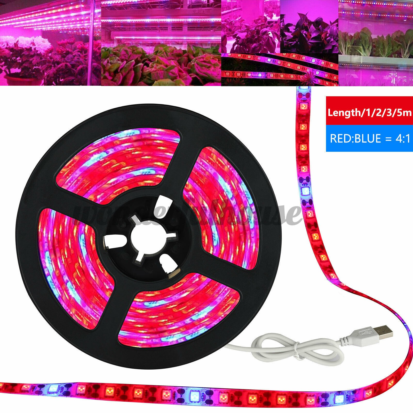 1/3/5M Plant Grow Light 5050 SMD LED Plant Strip Lights Indoor Growing