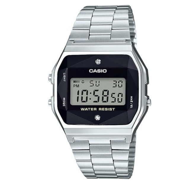 Casio Vintage Watch A159WAD Diamond Cut (Silver) Stainless ...
