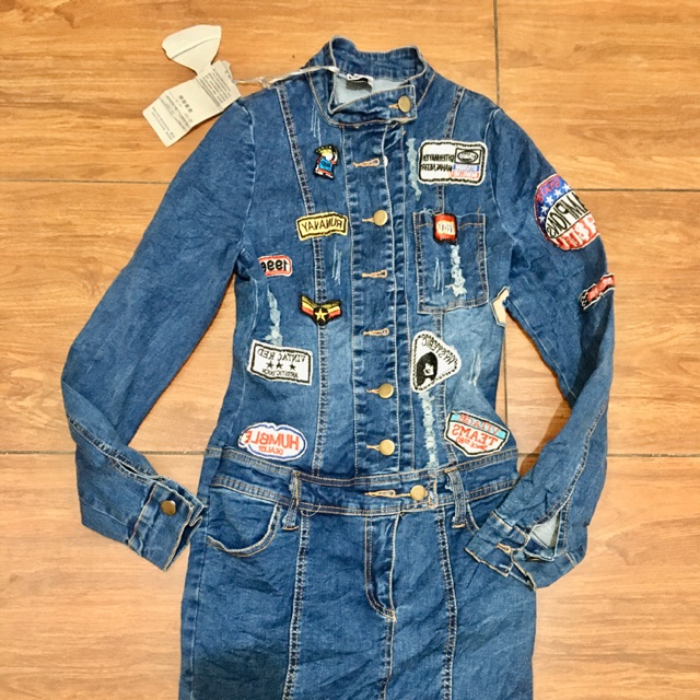 denim dress with patches