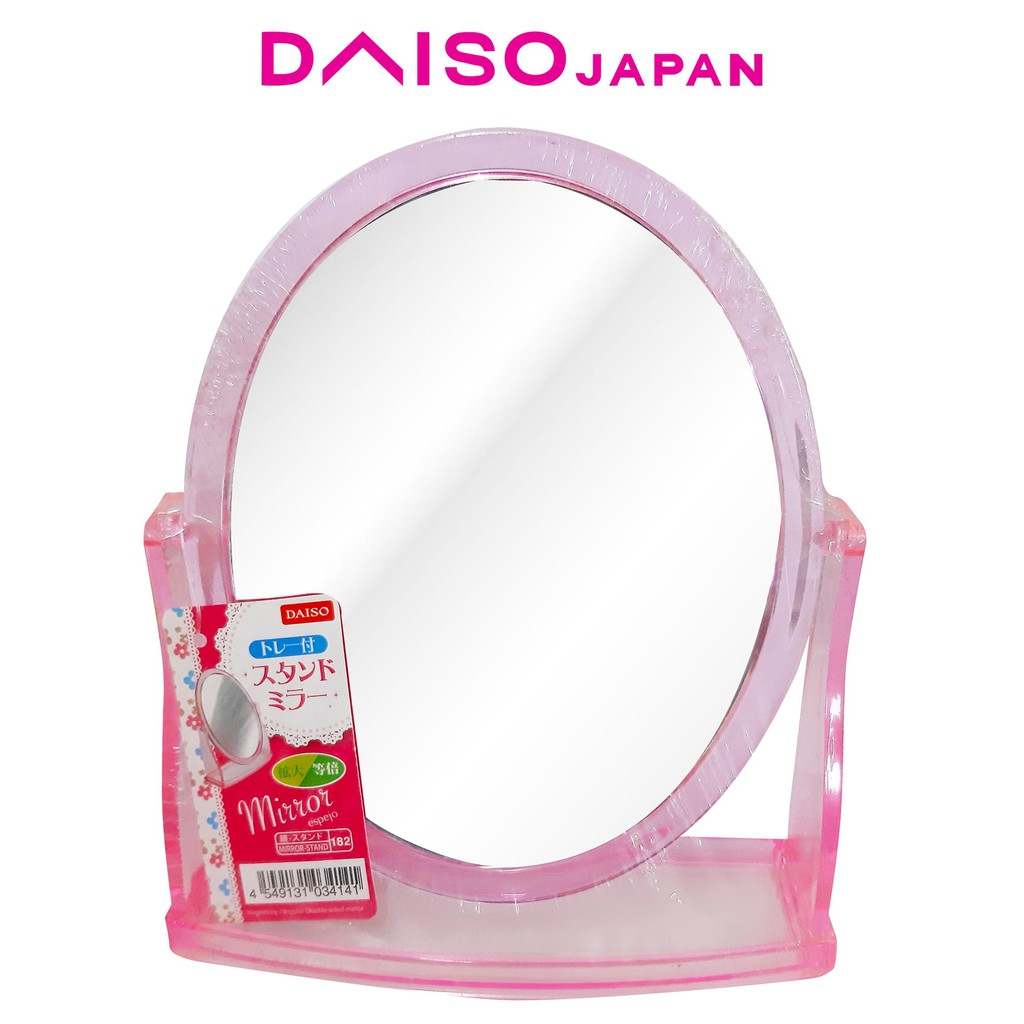 Daiso Pink Double Sided Oval Stand Mirror | Shopee Philippines