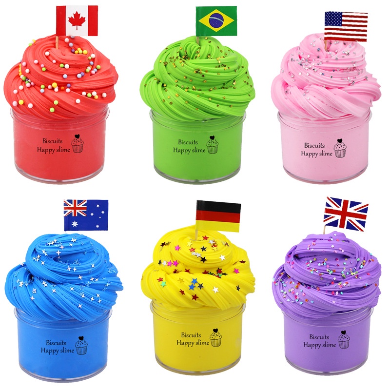 100ml Box Slime 9 Colors Fluffy Foam Clay DIY Soft Cotton Charms Kit ...