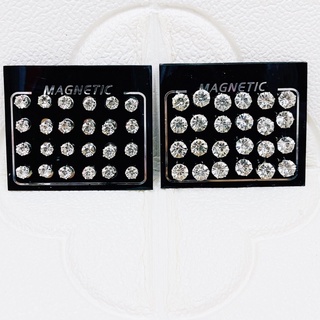 [12pair]Magnetic Zircon Diamond Earring No Piercing Clip on Ear Stud Unisex Magnet Ear Stud Earring #8