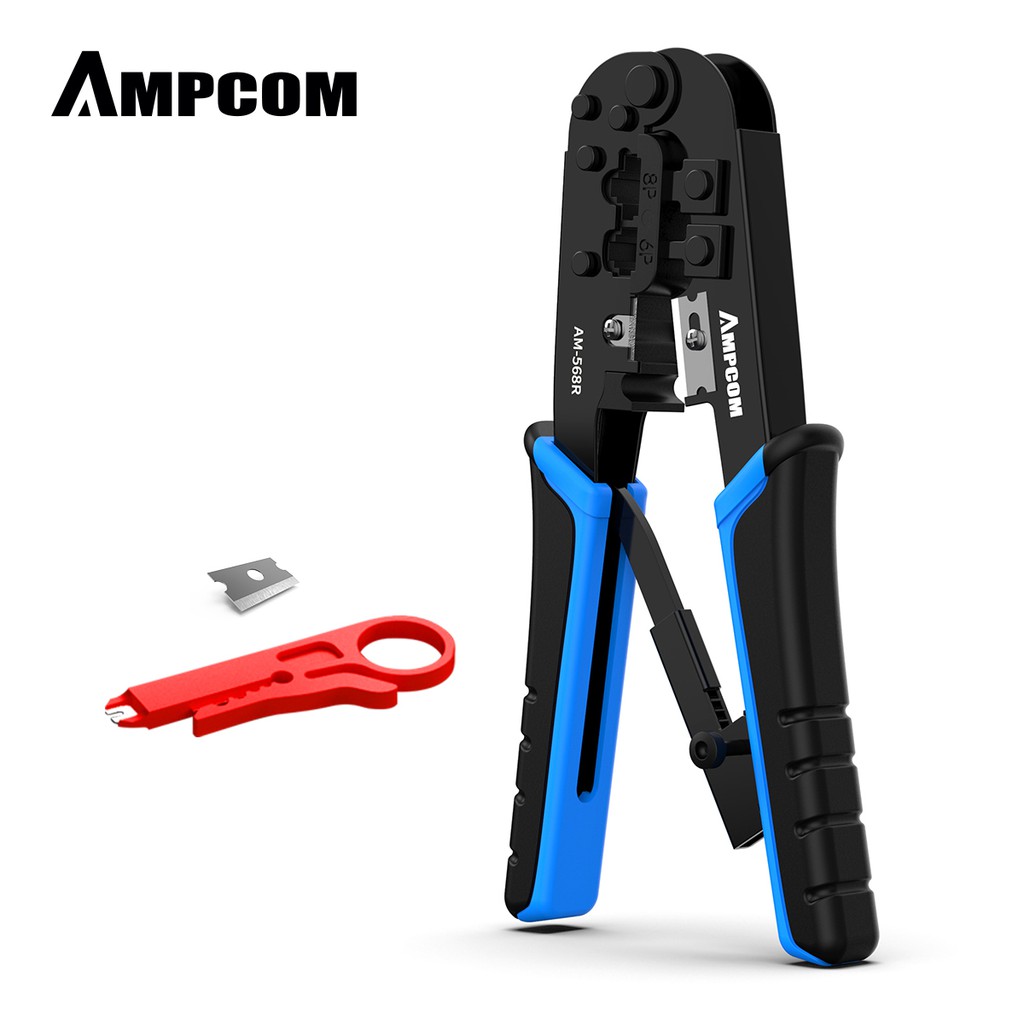 AMPCOM Rj45 Crimper RJ11 RJ45 Crimping Tool Ethernet Network LAN Cable ...