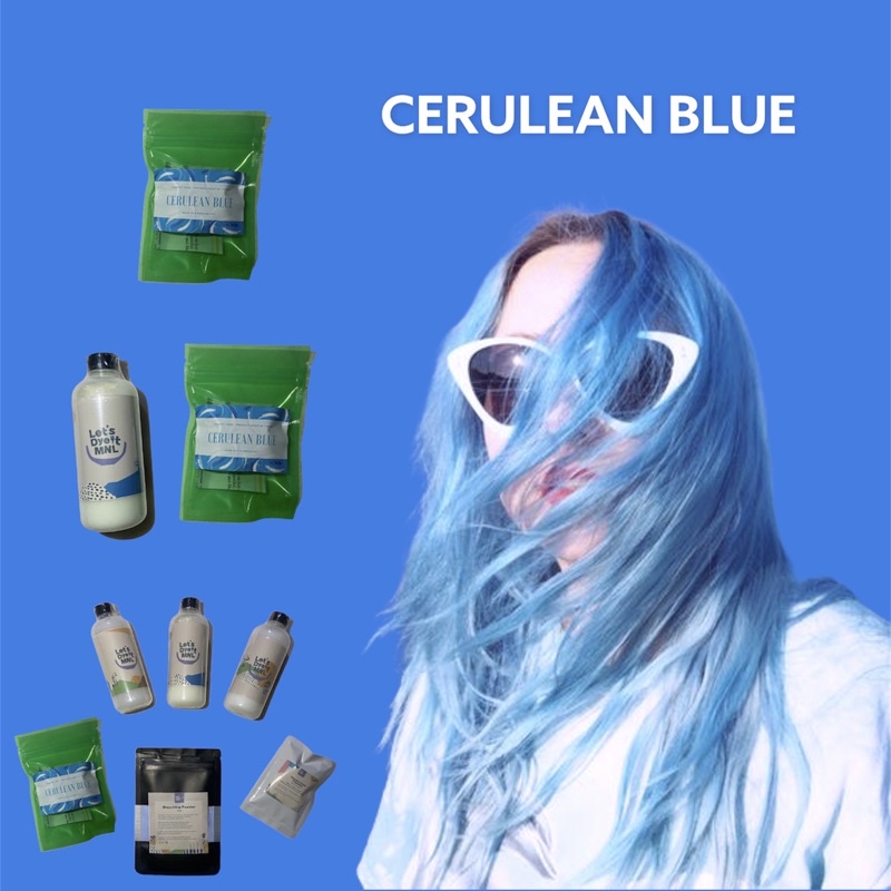 Cerulean Blue Hair Dye Powder Pot Vibrant Bleaching Set Shopee