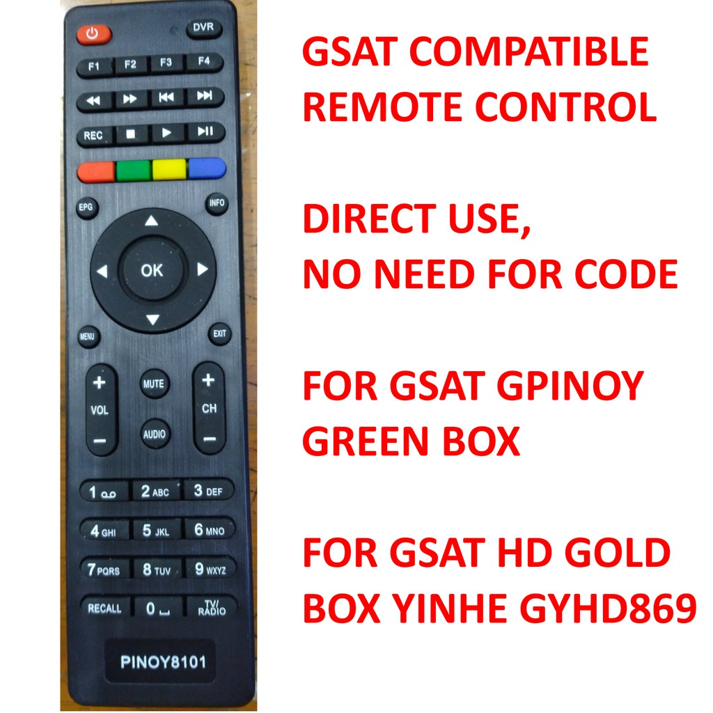 GSAT Remote Control Compatible with GPinoy Green Box and GSAT HD Gold