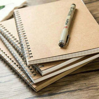 Kraft Cover Notebook minimalist style Dotted Grid Lined