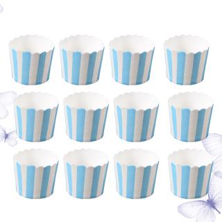 50PCS Blue and White Stripes Paper Cup Cupcake Wrappers Baking Packaging Cup Heat Resistant Cupcake Cups #9
