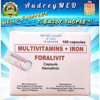FORALIVIT (Ferrous Sulfate + Folic Acid + Vitamin B-Complex) 100 Capsules