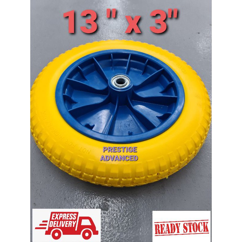 Solid Pu Wheel Tayar Mati Kereta Sorong Tolak Roda 13x3 Pvc Pu Pneumatic Wheel Barrow Nylon Pu 1744