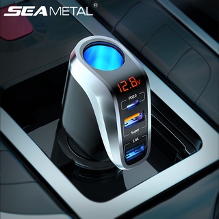 SEAMETAL 66W Smart Car Charger Fast Charging Dual USB PD20W 12-24V Multifunctional Cars Power Adapter Auto Accessories
