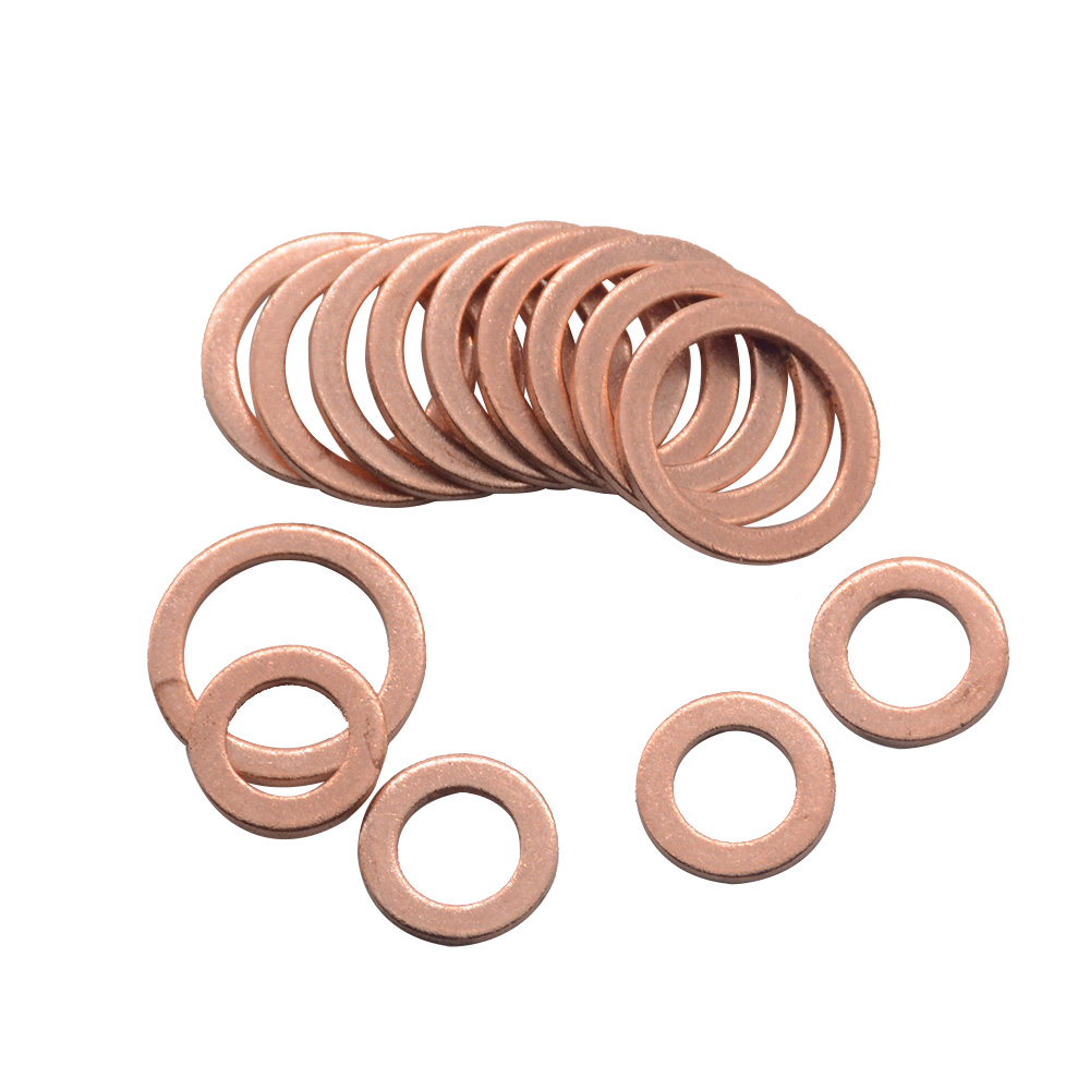 Color : 50pcs, Size : 12x16x1 mm Flat Washers 20/50PCS Solid Copper Washer Flat Ring Gasket Sump Plug Oil Seal Fittings 10141MM Washers Fastener Hardware Accessories Stainless Flat Washer 
