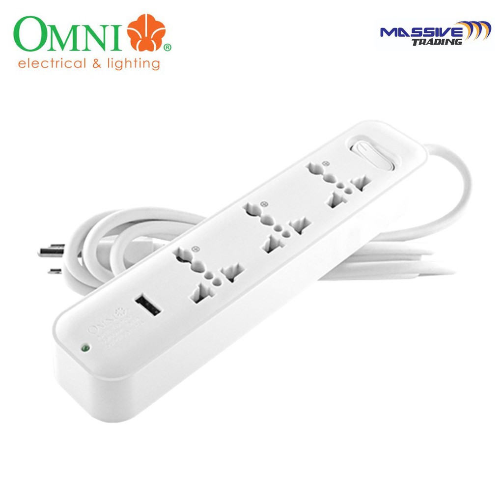 Omni travel extension cord 3gang w/ USB (USB301) Shopee Philippines