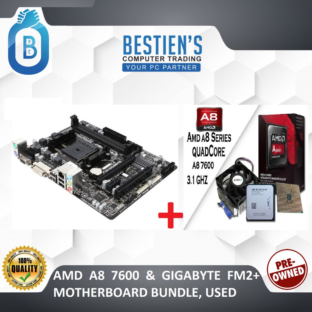 AMD A8 7600 & GIGABYTE FM2+ MOTHERBOARD BUNDLE, USED | Shopee Philippines