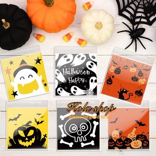 Halloween 100pcs Self Adhesive Candy Cookies Gift Pack Bag Pumpkin Ghost Printed 