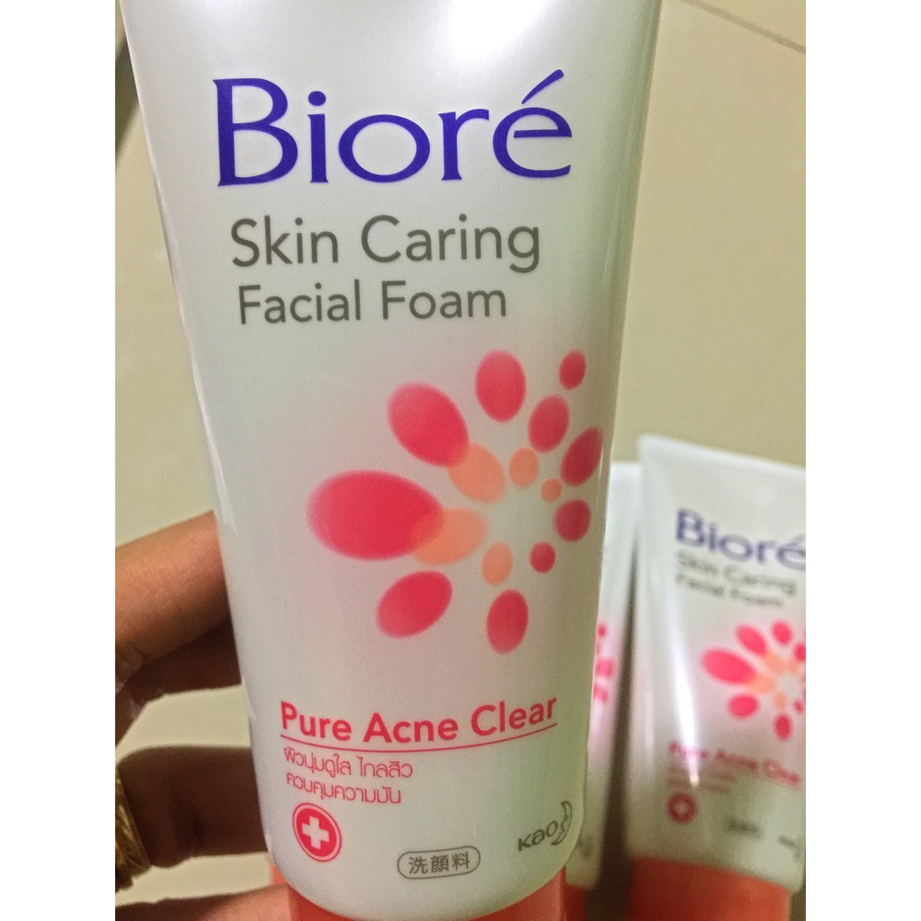 Authentic Biore Skin Caring Facial Foam Pure Acne Clear Face Wash 100g