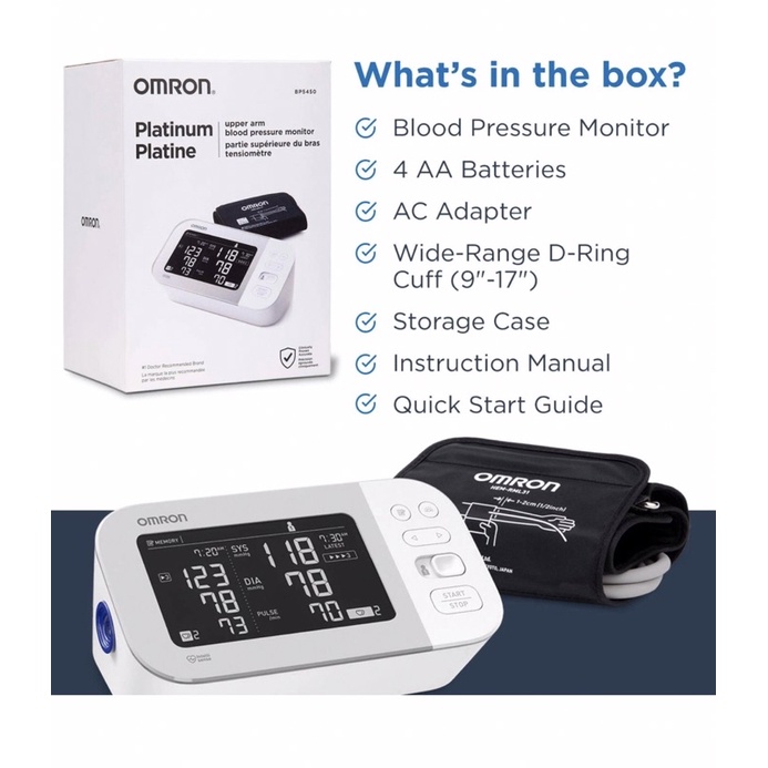 OMRON BP5450 Platinum Blood Pressure Monitor Premium Upper Arm Cuff