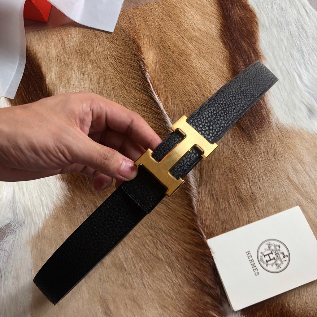 hermes black leather belt