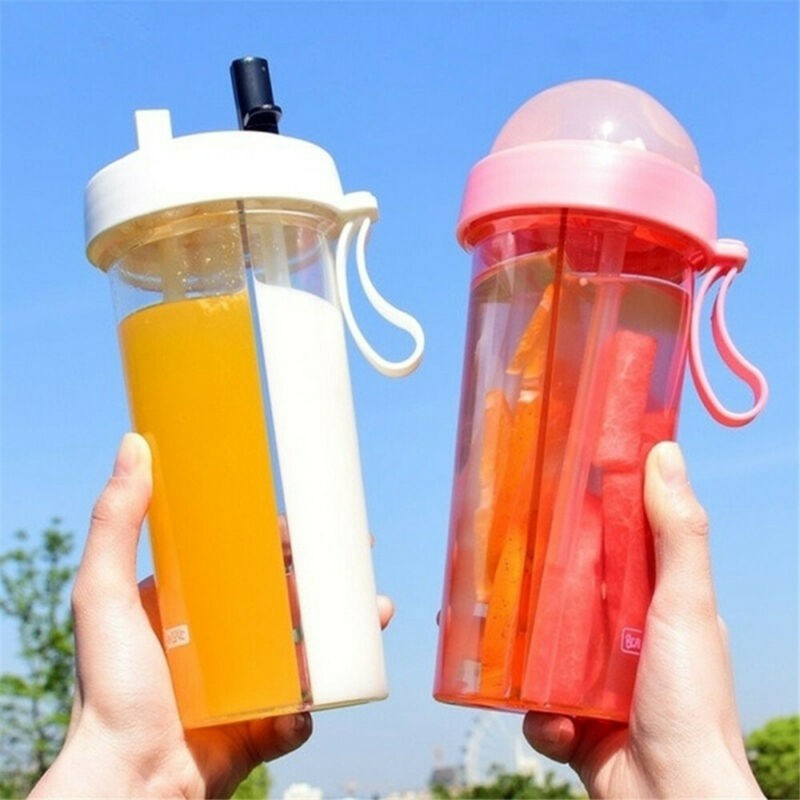 Doubletube Opening Design Portable Dualuse Water Bottle Drinking Cup