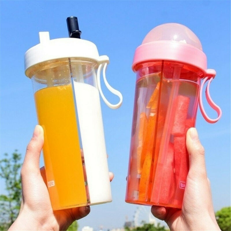 Double-tube Opening Design Portable Dual-use Water Bottle Drinking Cup ...