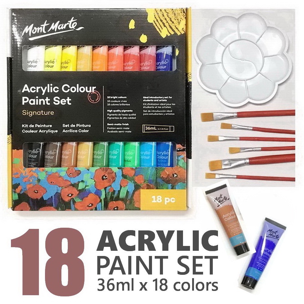 Mont Marte Signature Series ACRYLIC Paint Set 36ml Jumbo tube x 18 ...