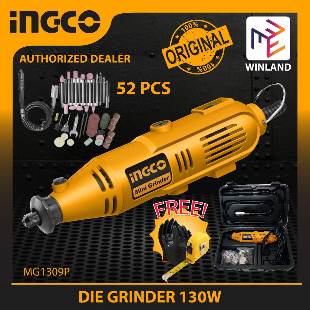 INGCO Drill Rotary Die Grinder w/ 52pcs Acs MG1309P w/ Safety Gloves