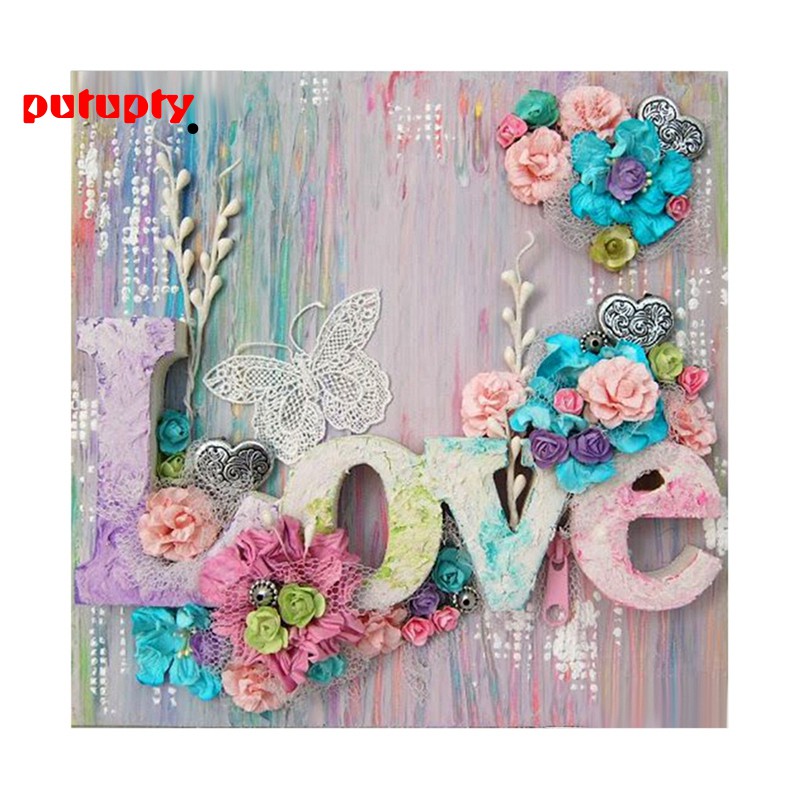 Full Round Drill 5d Diy Diamond Painting Flower Letter 3d