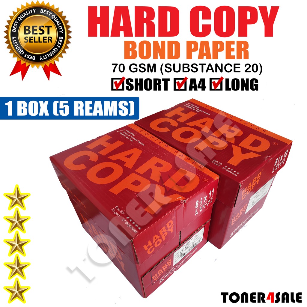 1 Box Hard Copy / Copy One Copyone Bond Paper Sub20 70gsm (1 Box / 5