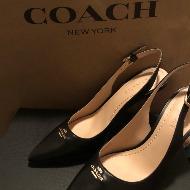 Coach black leather heels | Shopee Philippines