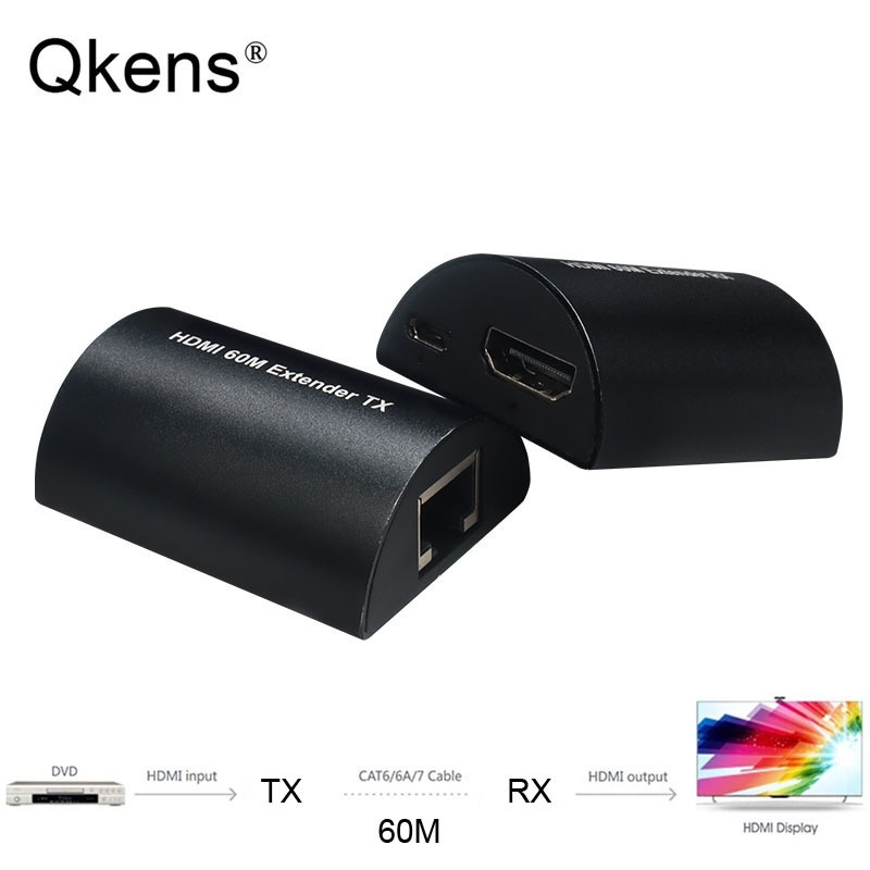 60M 1080P HDMI Extender Over RJ45 CAT5e Cat6 Network Cable for