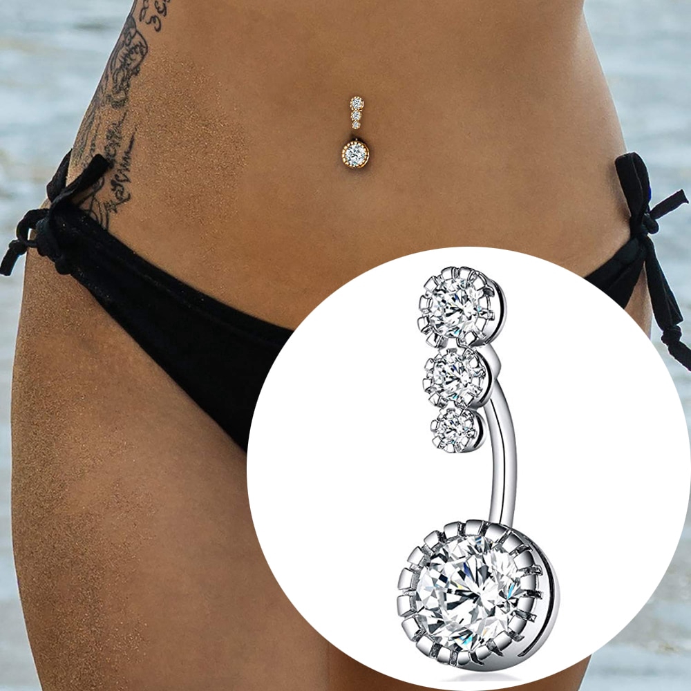 Womens Fashion Rhinestone Balls Navel Button Barbell Body Piercing Belly Ring Shopee Philippines 