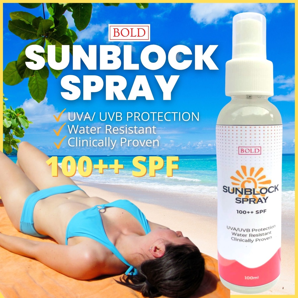 [BOLD] Sunblock Spray 100++ SPF UVA/UVB Protection Water Resistant