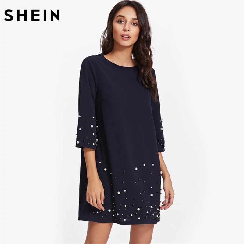 shein navy dress