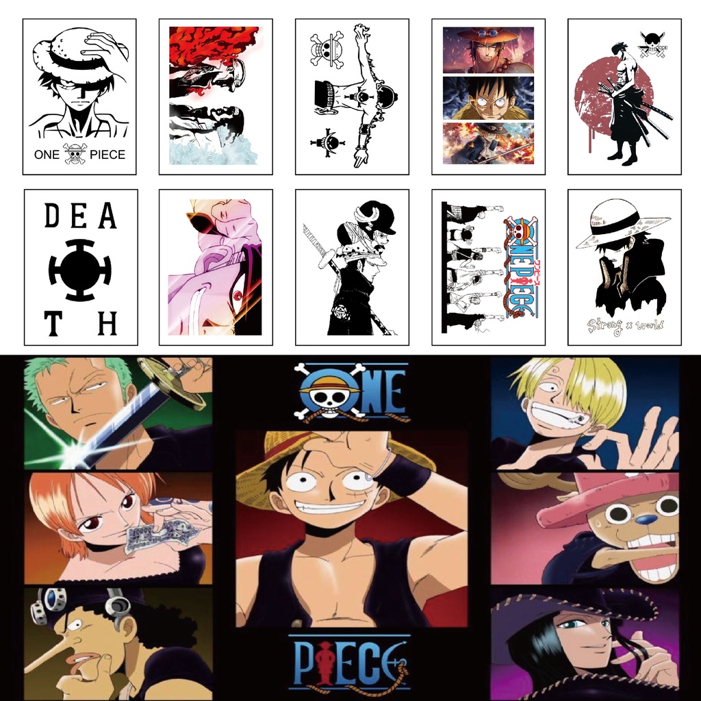 10pcs Anime One Piece Pirate Straw Hat Luffy Temporary Tattoo Sticker Waterproof Cute Fake Tattoos Shopee Philippines