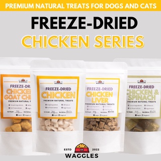 Waggles Freeze Dried Chicken Cubes dog treats cat treats food topper appetite booster train treats