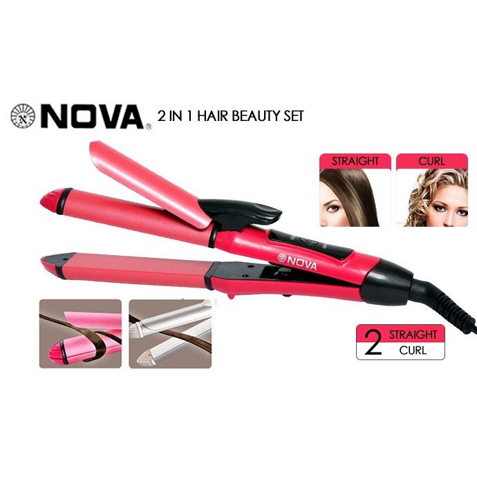 Nova NHC-1818SC 2 in 1 Hair Straightener and curler | Shopee Philippines