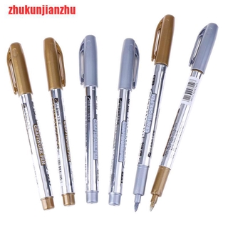 [zhukunjianzhu]2pcs DIY Metal Waterproof Permanent Paint Marker Pens Sharpie Gold and Silver #1