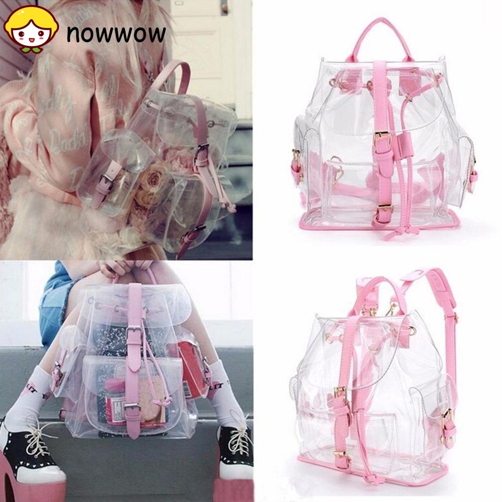 pink see through backpack