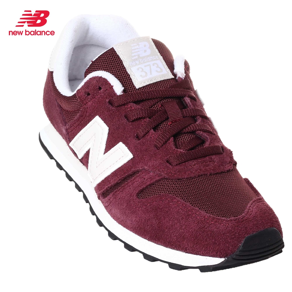 womens new balance burgundy 373 suede & mesh trainers