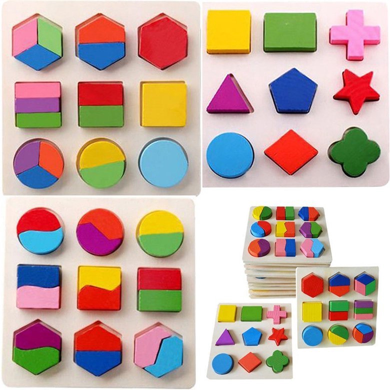 【kidtoys】Baby Wooden Geometry Blocks Shape Color Recognition Early Kids ...